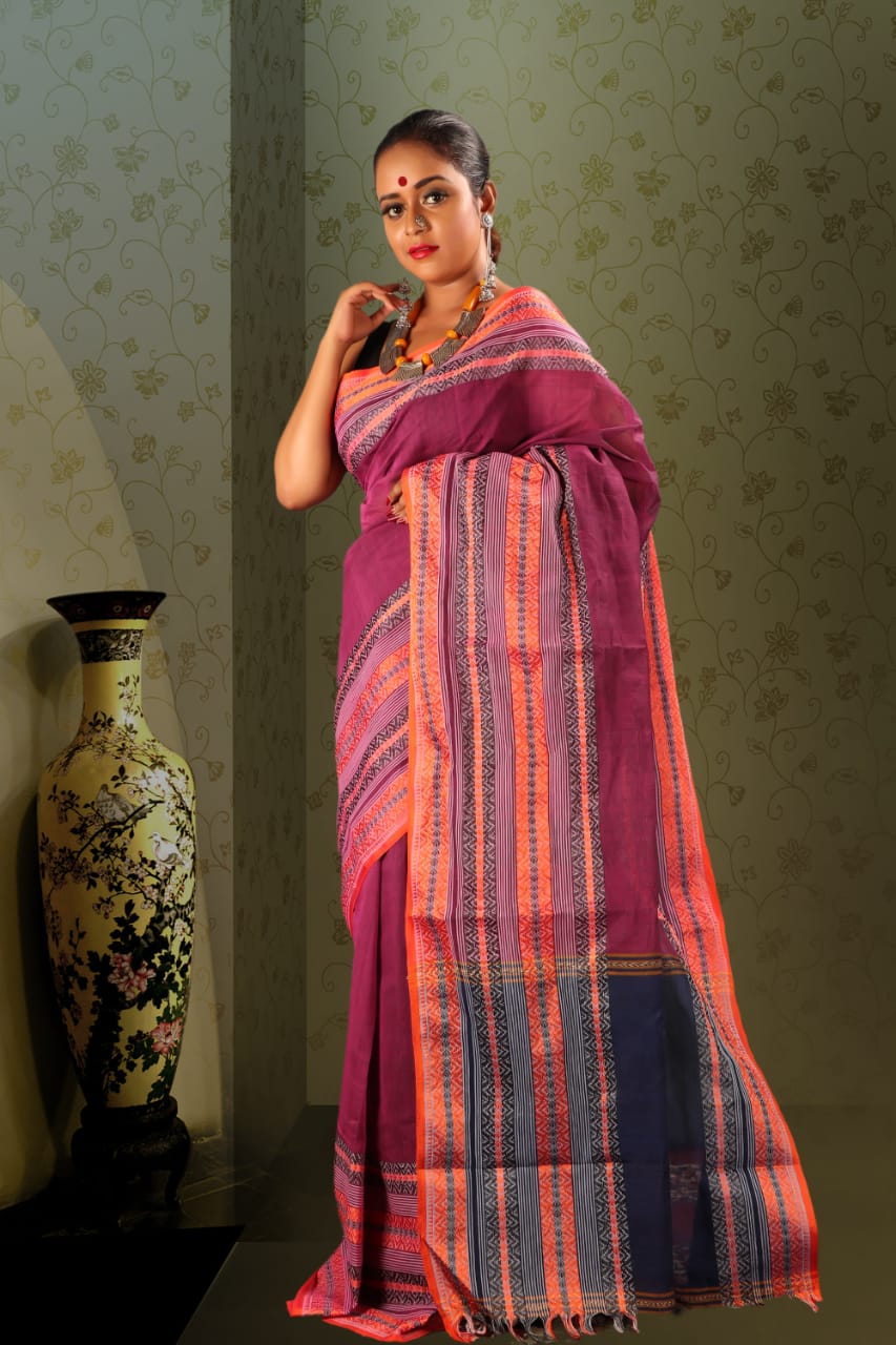 Violet Handloom Dhanekhali Tant Sarees - Dailybuyys