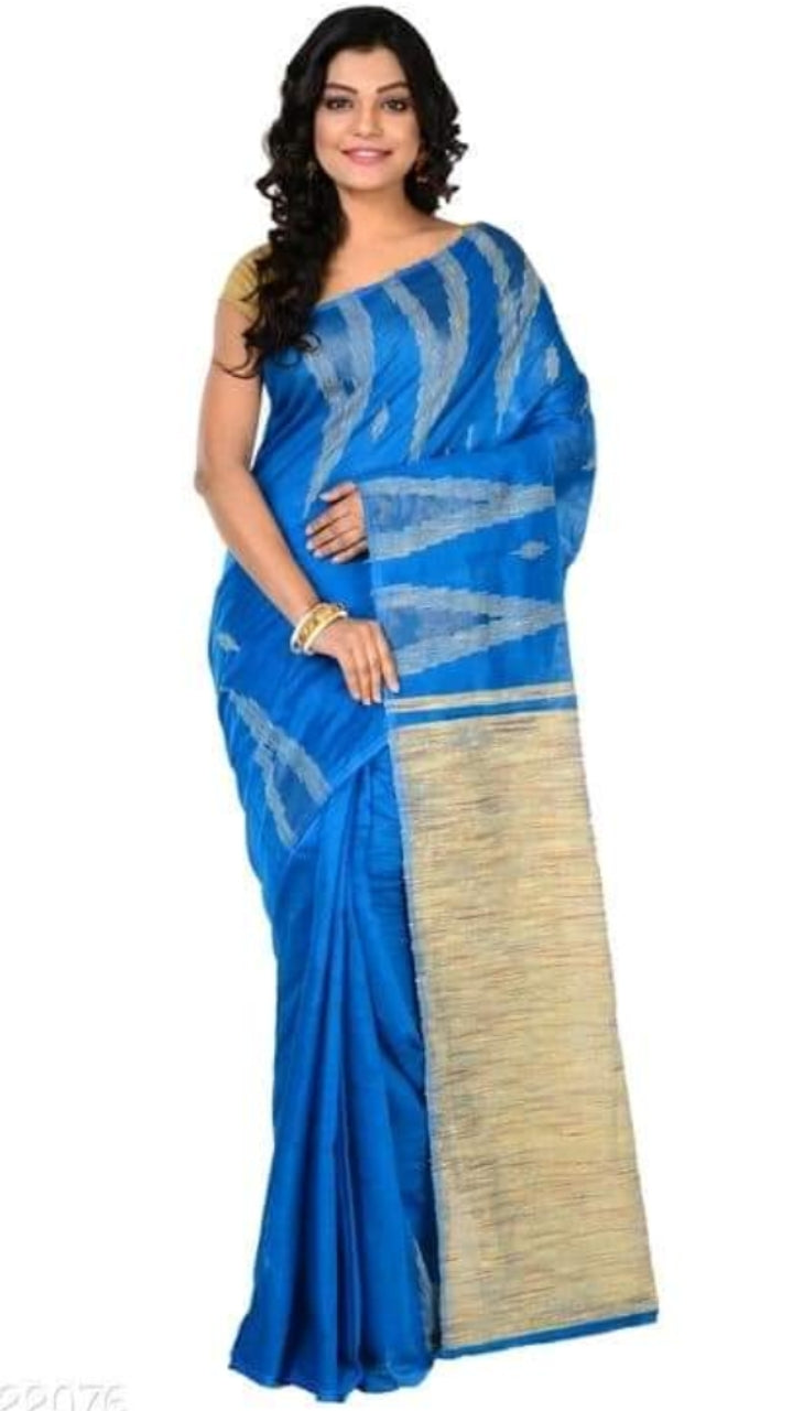 Blue Bengal Handloom Temple Border Sarees - Dailybuyys