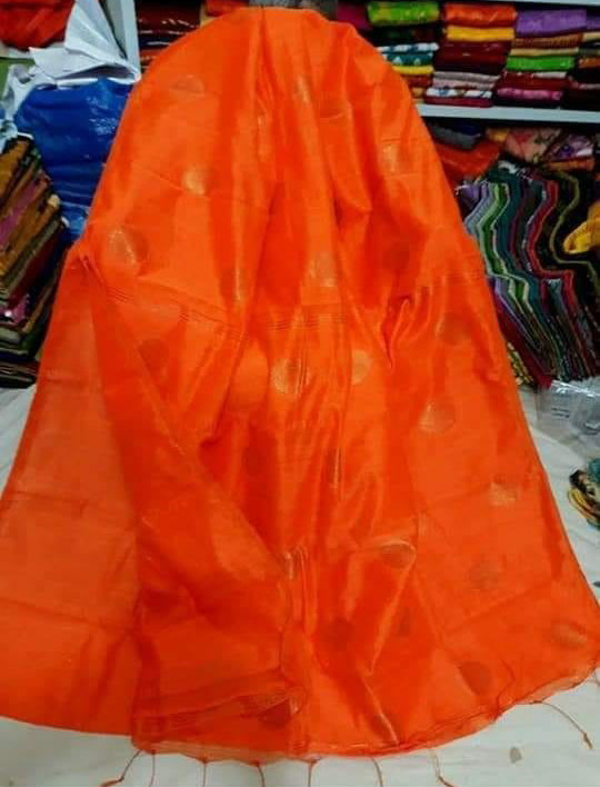 Orange Bengal Handloom Swarna Zari Ball Sarees Get Extra 10% Discount on All Prepaid Transaction