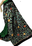 Green Black Pure Silk Mark Certified Murshidabad Silk Sarees