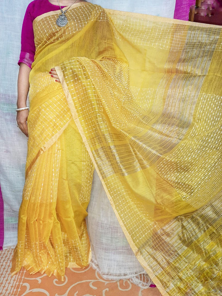Yellow Soft Silk Handloom Sarees