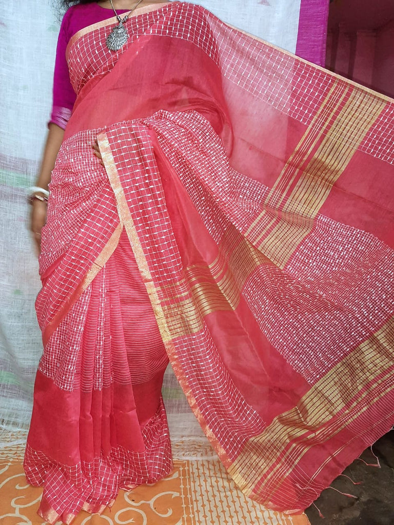 Pink Soft Silk Handloom Sarees