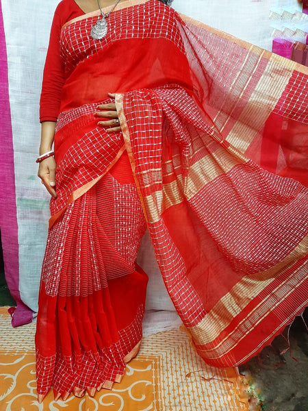 Red Soft Silk Handloom Sarees