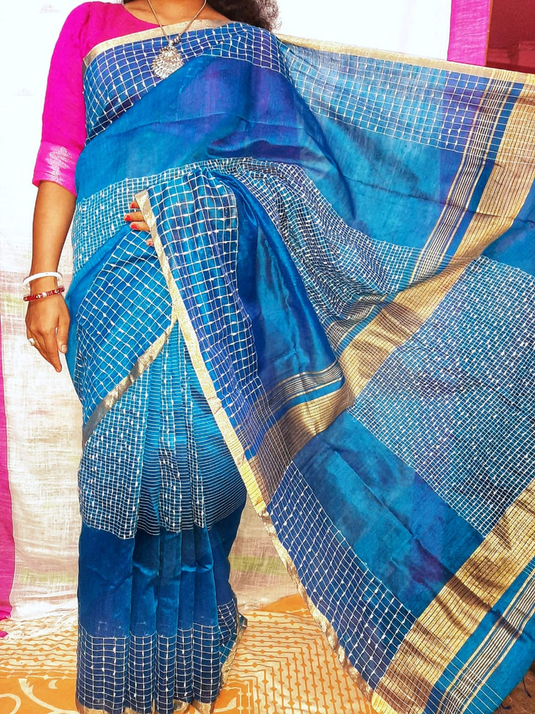 Blue Soft Silk Handloom Sarees