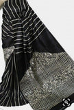 Black Block Printed Pure Silk Mark Certified Bishnupuri Silk Sarees