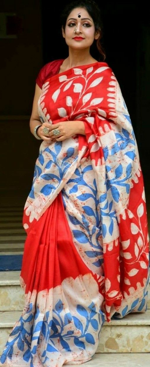 Red Hand Painted Pure Silk Mark Certified Bishnupuri Silk Sarees - Dailybuyys