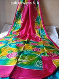 Pink Exclusive Wax Hand Batik Print Pure Silk Mark Certified Bishnupuri Silk Sarees