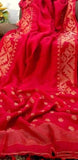 Red Beautiful Silk Pure Linen Sarees