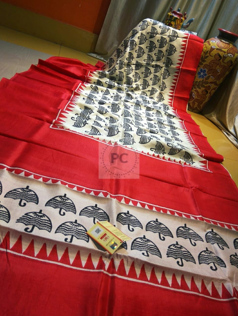 Barsha Block Printed Pure Silk Mark Certified Bishnupuri Silk Sarees - Dailybuyys