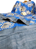 Blue Wax Batik Pure Bengal Pure Silk Mark Certified Tussar Silk Sarees