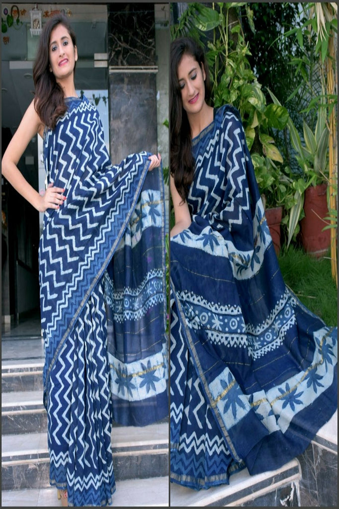 Blue Pure Cotton Silk Sarees