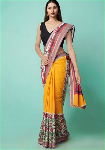 Yellow Mulmul Pure Cotton Sarees