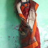 Grey Red aheshwari Silk Sarees