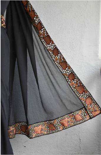 Black Cut Work Pure Silk Mark Certified Tussar Silk Sarees