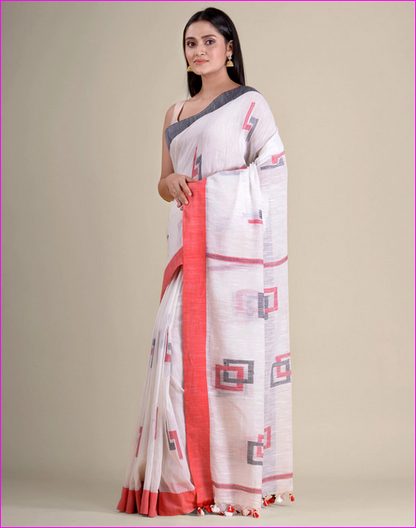 White Cotton Handloom Sarees (Add to Cart Get 15% Extra Discount