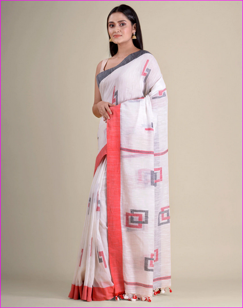 White Cotton Handloom Sarees (Add to Cart Get 15% Extra Discount