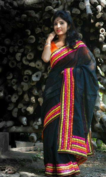 COD Work Black Kathiawari Sarees