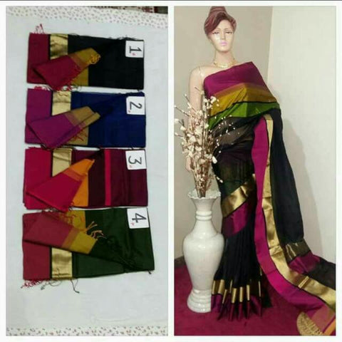 Black Purple Maheshwari Silk Sarees