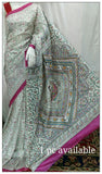 Pink & White Pure Silk Mark Certified Tussar Silk Madhubani Sarees