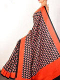 Black Block Printed Pure Silk Mark Certified Tussar Silk Sarees ( FLAT 15% DISCOUNT AVAILABLE ) Limited time Offer
