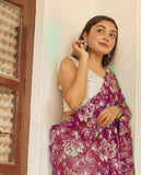 Violet Embroidered Bhagalpuri Silk Sarees Get Extra 10% Discount on All Prepaid Transaction