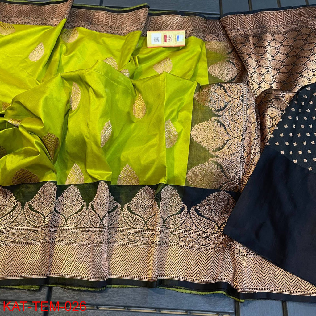 Light Green Banarasi Silk Sarees Get Extra 10% Discount on All Prepaid Transaction