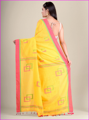 Yellow Cotton Handloom Sarees (Add to Cart Get 15% Extra Discount