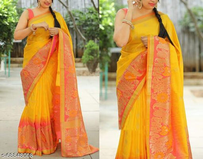 Beige Pure Digital Print Organza Sarees