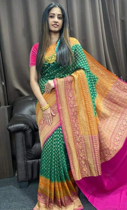 Green Georgette Banarasi Saree