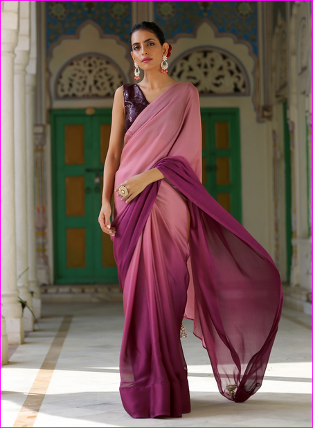 Peach Color & Purple Wine Color Pure  Silk Mark Certified Bishnupuri Silk Sarees