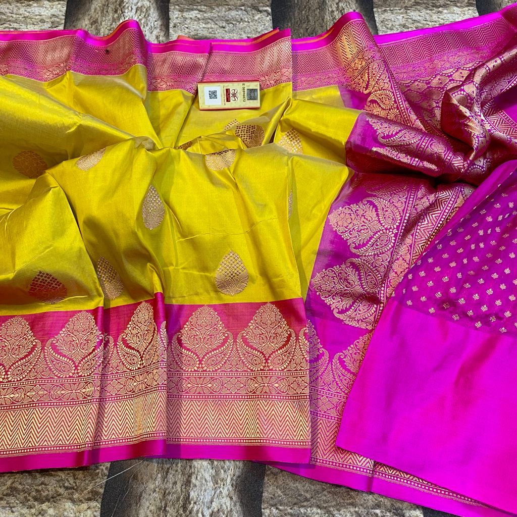 Yellow Banarasi Silk Sarees