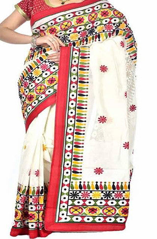 White Kathiawari Sarees