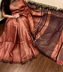 Pink Pure Silk Mark Certified Tussar Ghicha Silk Sarees