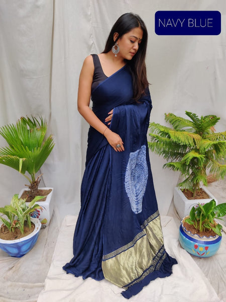 Saree Mall Blue Cotton Silk Woven Saree With Unstitched Blouse