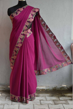 Pink Cut Work Pure Silk Mark Certified Tussar Silk Sarees