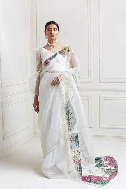 White Designer Organza Sarees