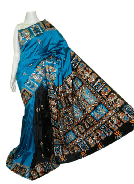 Blue & Black Design Sonamukhi Pure Bangalore Silk Sarees