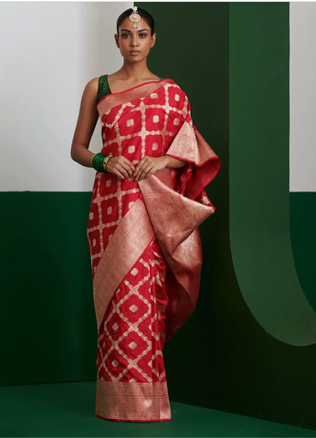 Red Silk Party Wear Sarees