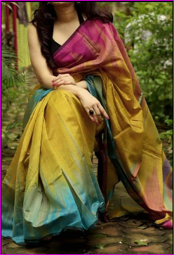 Yellow Ikkat Pure Cotton Handloom Saree