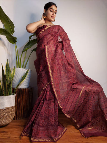 Exclusive Pure Hand Block Printed Chanderi Silk Sarees With Blouse at Rs  1400 | Hand Block Printed Silk Saree in Jaipur | ID: 25500604448