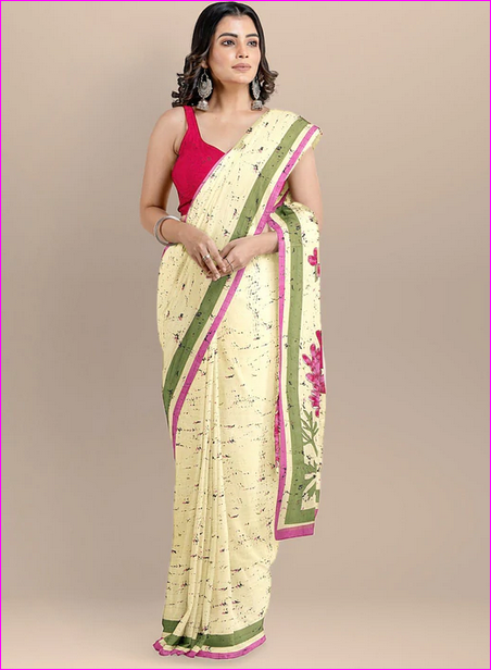 Pink Mulmul Pure Cotton Sarees