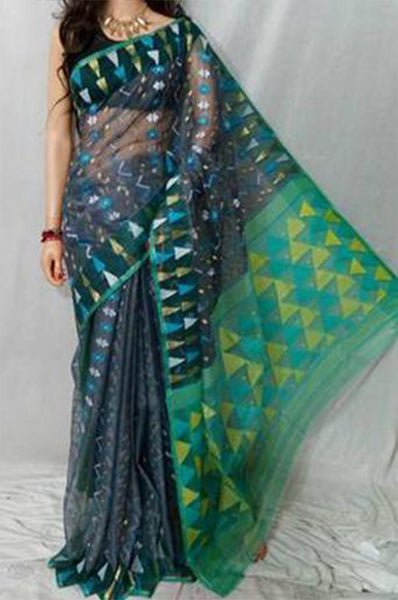 Green Dhakai Jamdani Sarees