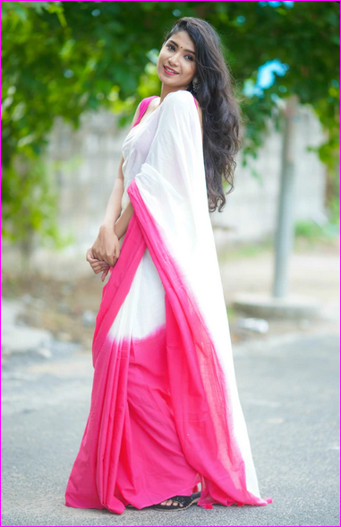 White Pink  Mulmul Pure Cotton Sarees