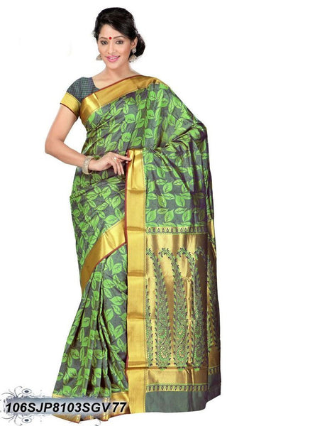 Green & Golden Kanjivaram Silk Sarees