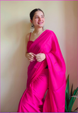 Megenta Pink Color Pure Silk Mark Certified Bishnupuri Silk Sarees