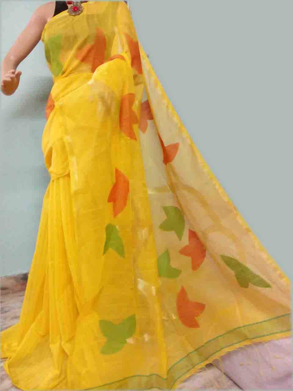 Yellow  Madhobilata Handloom